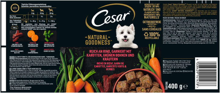 Cesar Hunde-Nassfutter  NATURAL GOODNESS™  mit Rind